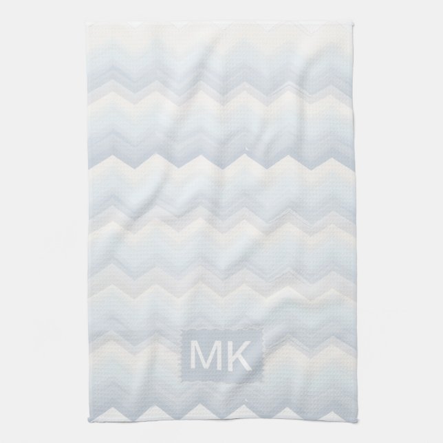 Linge De Cuisine Aquarelle Ocean Shades Chevron (Vertical)