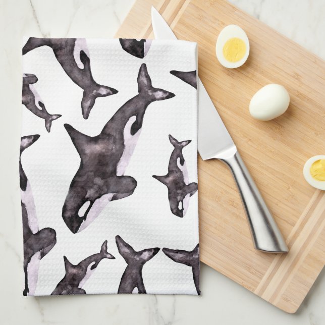 Linge De Cuisine Aquarelle Orca (Quart Plié)