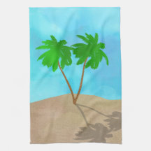 Aquarelle Palm Tree Beach Scene Collage