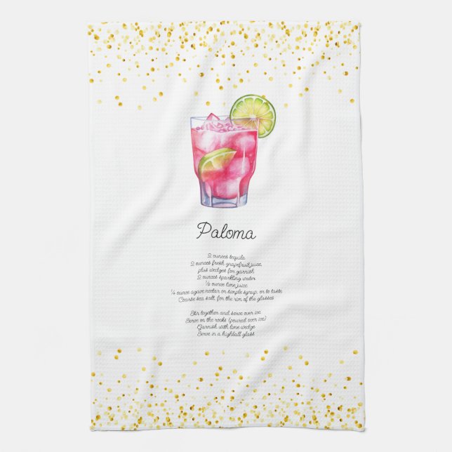 Linge De Cuisine Aquarelle Paloma Custom Drink Recette (Vertical)