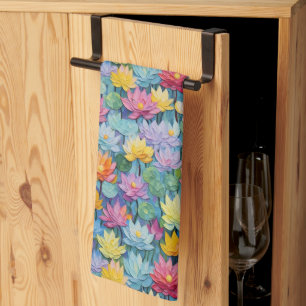 Linge De Cuisine Aquarelle Pastel Fleurs Peintes
