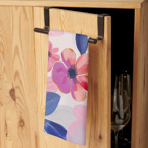 Linge De Cuisine Aquarelle Pastel Fleurs Peintes