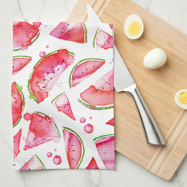 Linge De Cuisine Aquarelle pastèque 1 (Quart Plié)