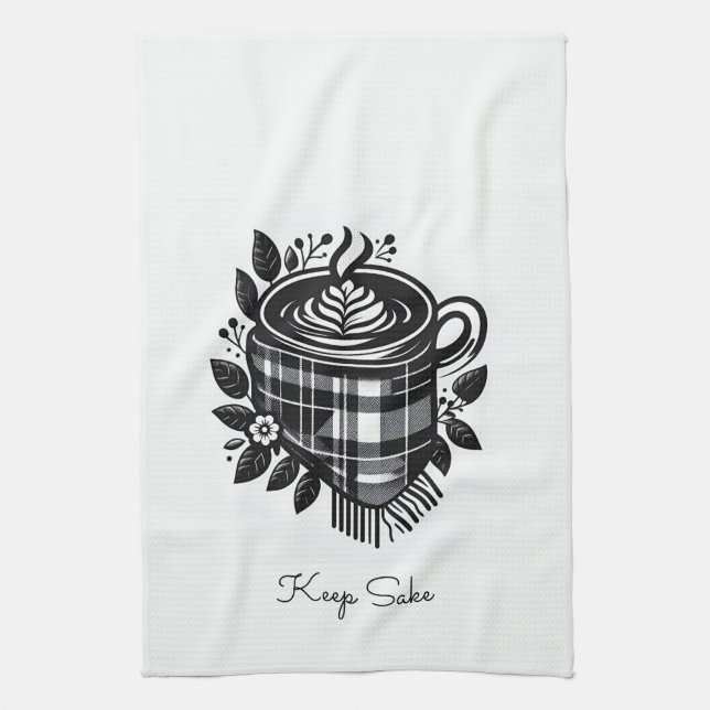 Linge De Cuisine aquarelle plaid boisson ferme latte Café (Vertical)