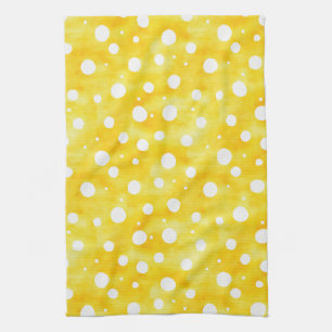 Linge De Cuisine Aquarelle Polka Dot - Terre Jaune et Blanc (2)