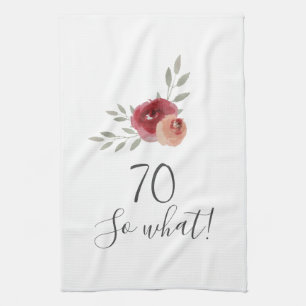 Linge De Cuisine Aquarelle positive Roses Floral 70e anniversaire