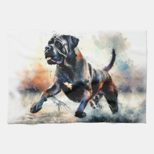 Linge De Cuisine Aquarelle puissante Canne Corso chien