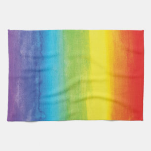 Linge De Cuisine Aquarelle Rainbow Pride brillant Vibrant