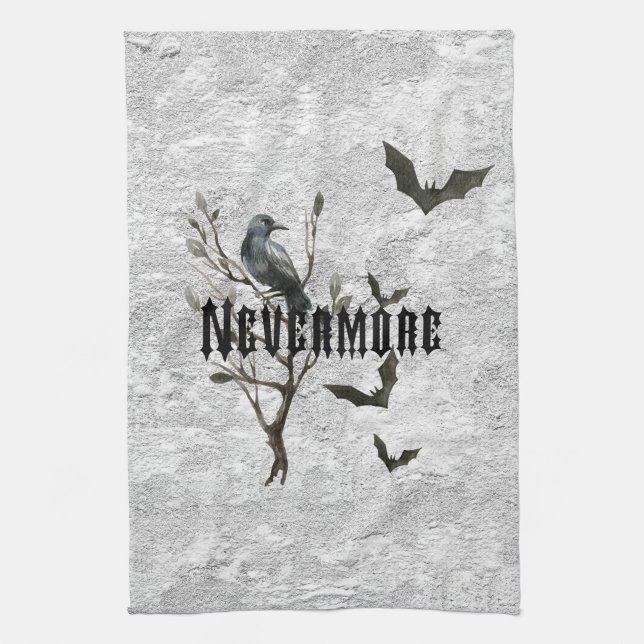 Linge De Cuisine Aquarelle Raven plus jamais (Vertical)