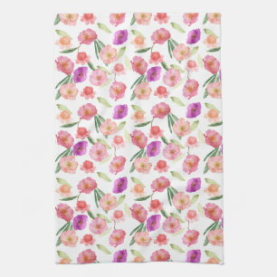 Linge De Cuisine Aquarelle rose violet rose de la fille