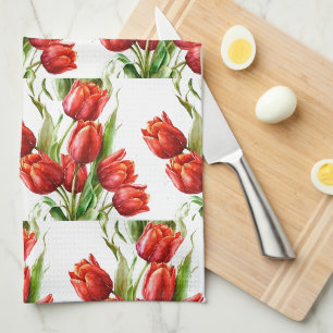 Linge De Cuisine Aquarelle Rouge Jardin Fleur Poppy Floral