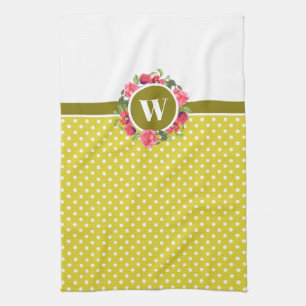 Linge De Cuisine Aquarelle Rouge Poppies Rose Rose Rose Wreath Mono