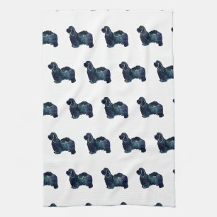 Linge De Cuisine Aquarelle Silhouette de la race de chien Havanaise