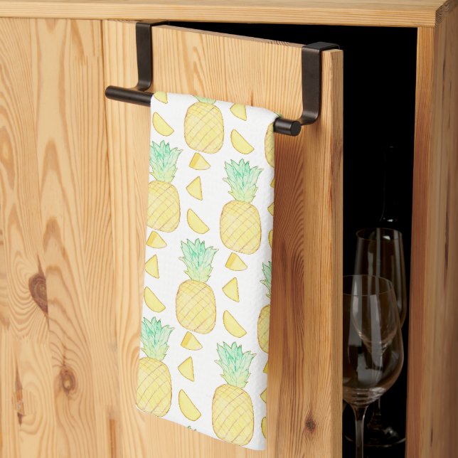 Linge De Cuisine Aquarelle tropicale ananas (Pliage en tiers)