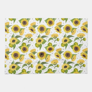 Linge De Cuisine Aquarelle Vintage Bouquet de tournesol Motif