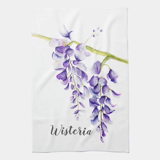 Linge De Cuisine Aquarelle Wisteria Botanique (Vertical)