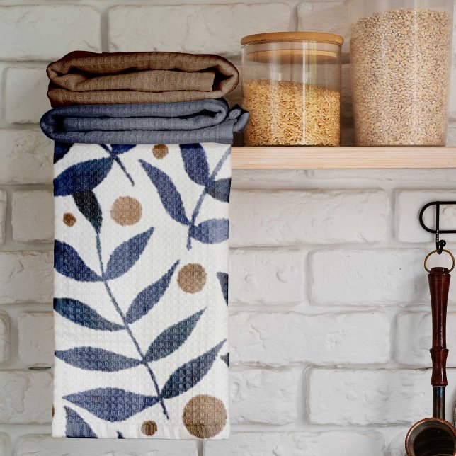 Linge De Cuisine Aquarelles et baies - indigo et beige (Créateur téléchargé)