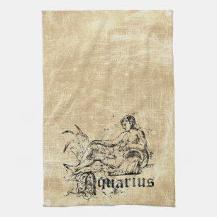 Linge De Cuisine Aquarius Zodiaque vintage