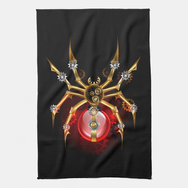 Linge De Cuisine Araignée en vapeur noire (Vertical)