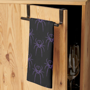 Linge De Cuisine Araignée en violet et noir