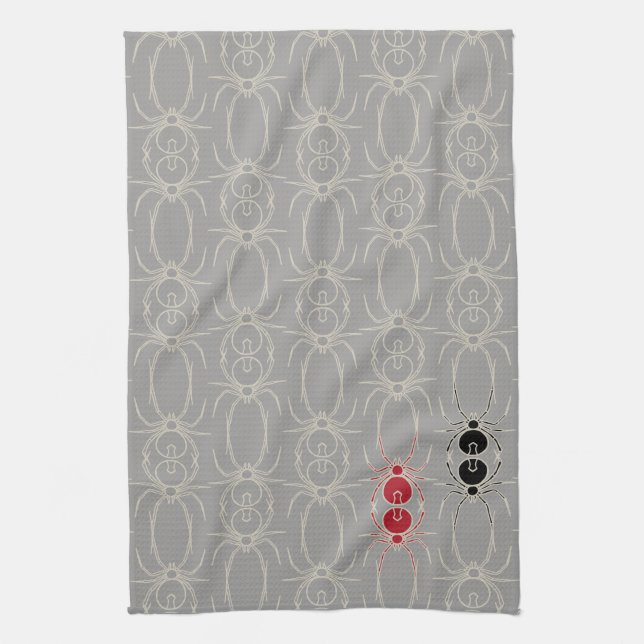 Linge De Cuisine Araignées - Gris fantôme et Blanc osseux (Vertical)
