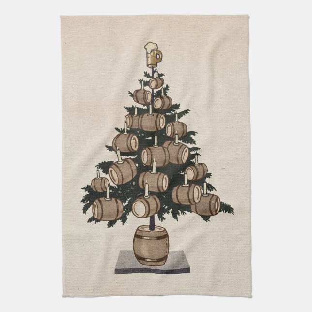 Linge De Cuisine Arbre de Noël Beer Keg (Vertical)