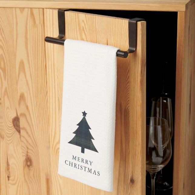 Linge De Cuisine Arbre de Noël bleu et vert de la marine (Pliage en tiers)
