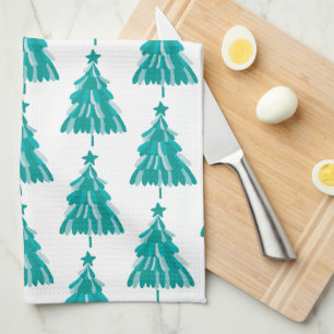 Linge De Cuisine Arbre de Noël de la forêt d'hiver verte