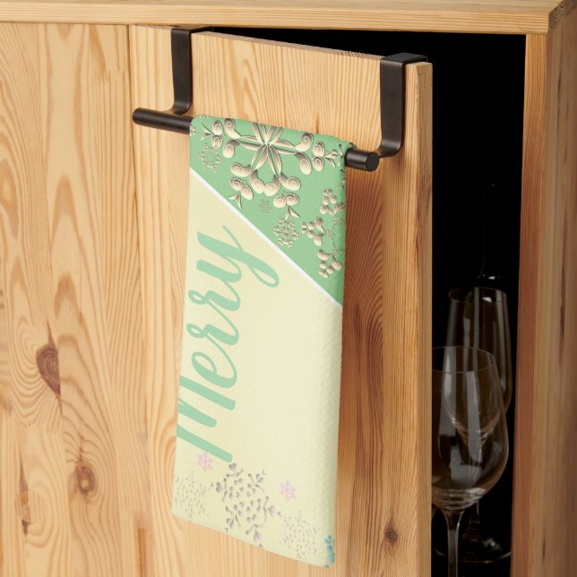 Linge De Cuisine Arbre de Noël et neige (Pliage en tiers)