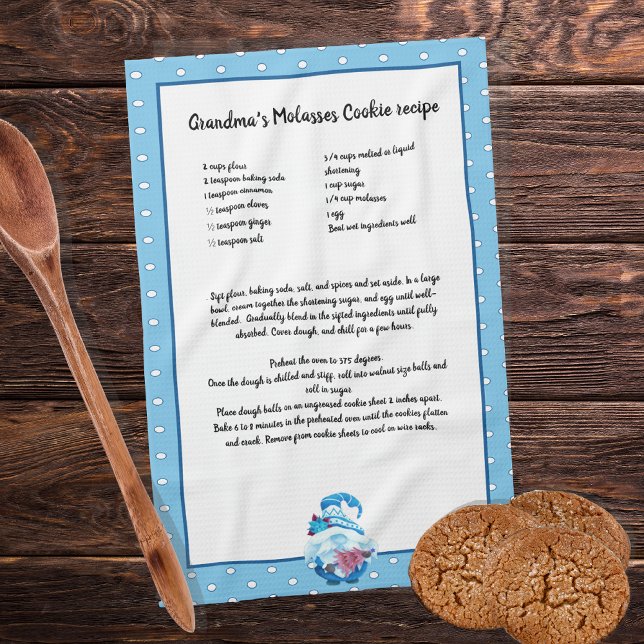 Linge De Cuisine Arbre de Noël Gnome bleu Recette (Créateur téléchargé)