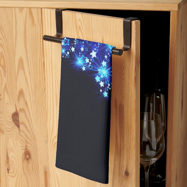 Linge De Cuisine arbre de Noël stylisé SlipperyJoe bleu brillant s (Pliage en tiers)