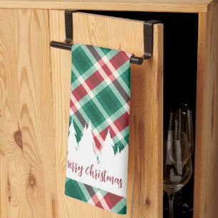 Linge De Cuisine Arbre de Noël traditionnel rouge et vert