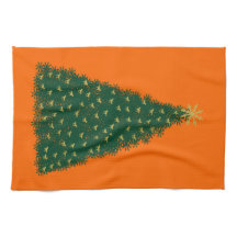 Arbre de Noël vert, Chevaux de course d'or, Orange