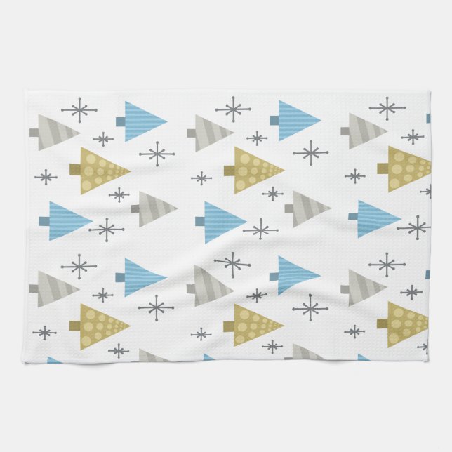 Linge De Cuisine Arbres de Noël rétro des années 50 (Horizontal)