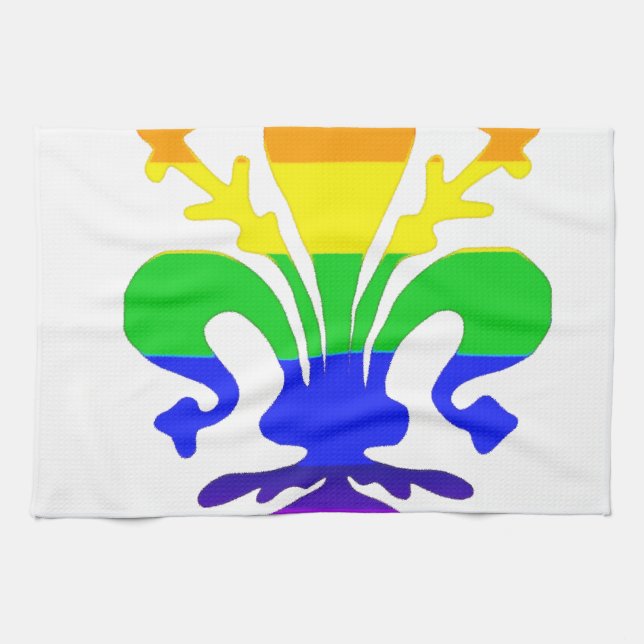 Linge De Cuisine Arc-en-ciel stylisé Fleur de Lis (Horizontal)