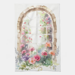 Linge De Cuisine Arche aquarelle florale peinte