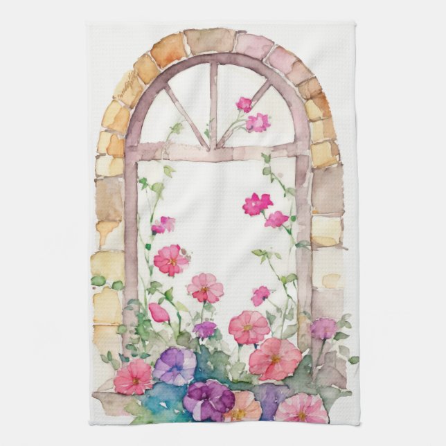 Linge De Cuisine Arche aquarelle florale peinte (Vertical)