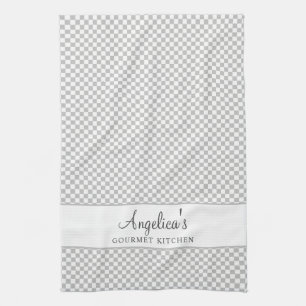 Linge De Cuisine Argent Grey French Plaid Check Pays Gourmande