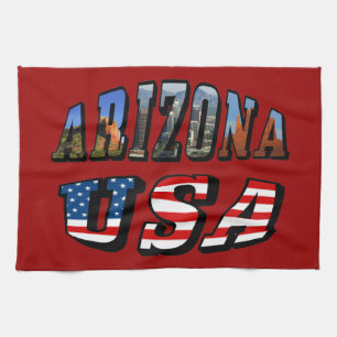 Linge De Cuisine Arizona Picture et USA Flag Text
