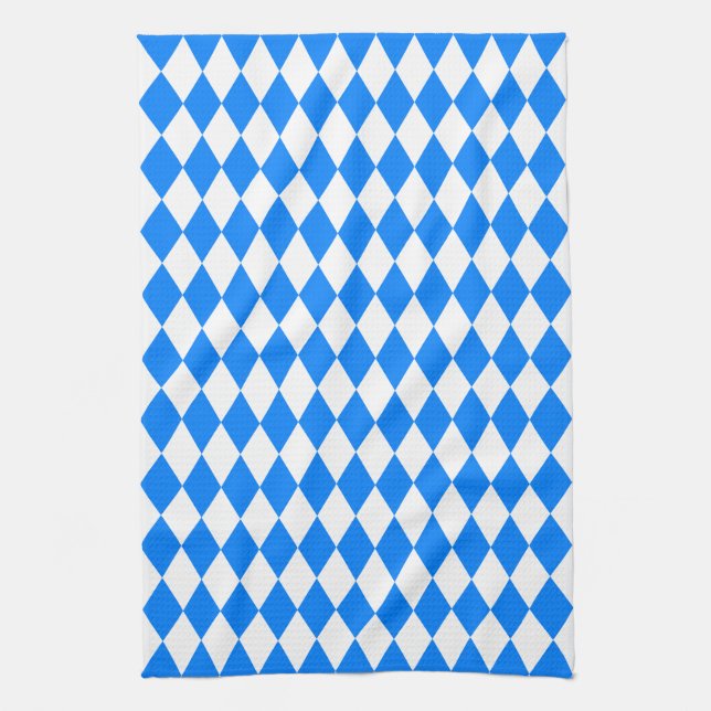 Linge De Cuisine Arlequin bleu azur (Vertical)
