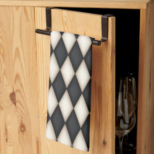 Linge De Cuisine Arlequin noir et blanc (petite échelle)