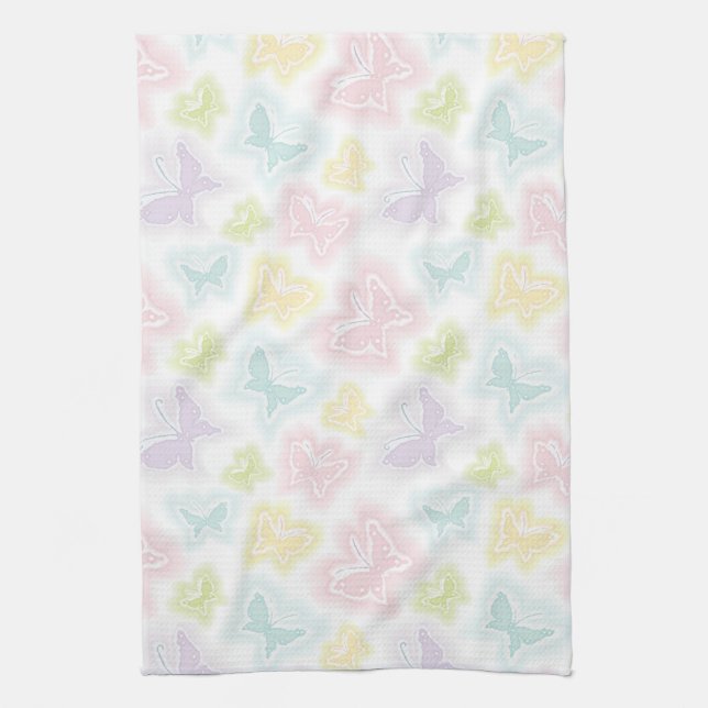 Linge De Cuisine Arrière - plan avec des papillons dans l'aquarelle (Vertical)