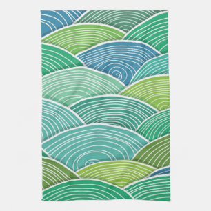 Linge De Cuisine Arrière - plan des vagues vertes abstraites