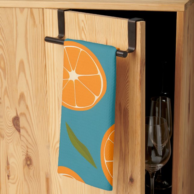 Linge De Cuisine Arrière - plan Motif Oranges de tranches (Pliage en tiers)