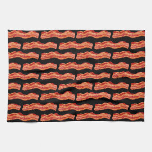 Linge De Cuisine Arrière - plan noir Motif Meaty Bacon