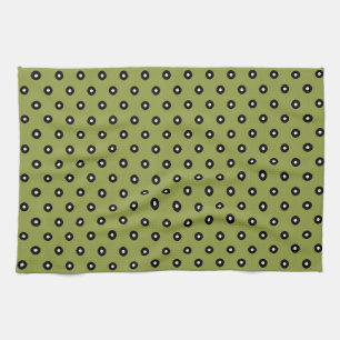 Linge De Cuisine Arrière - plan vert Polka noir/blanc (modifiable)