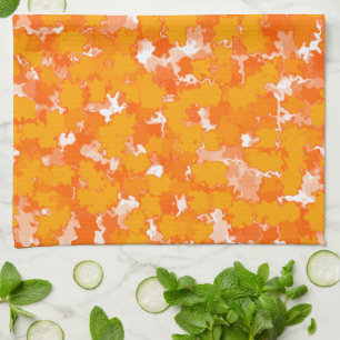 Linge De Cuisine Art Abstrait Design Orange Foliage