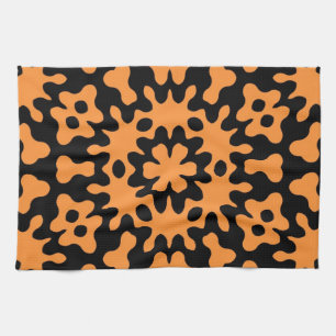 Linge De Cuisine Art Abstrait Floral Orange