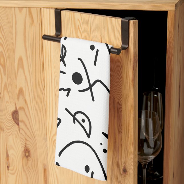 Linge De Cuisine Art Abstrait Peinture D'Une Sorte (Pliage en tiers)