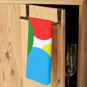 Linge De Cuisine Art Abstrait Turquoise Vert Bleu Blanc